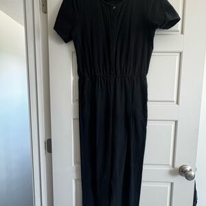 orange creek Black Short-Sleeve Jumpsuit with Button Front